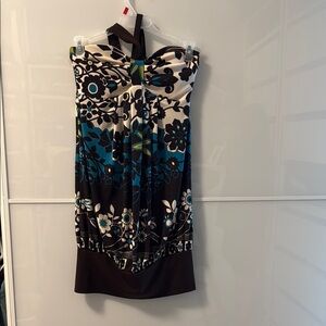 💸CLEARANCE 4 for $15💸 Le Chateau Floral Halter Dress - Brown and Blue